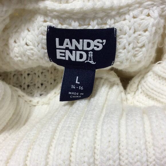 Lands End Women's Breton Strips Striped Waffle Knit Sweater Large Size 14-16 - Picture 11 of 11